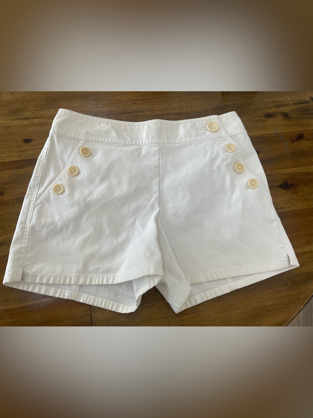 Ann Taylor White Button-Accent Women’s Shorts